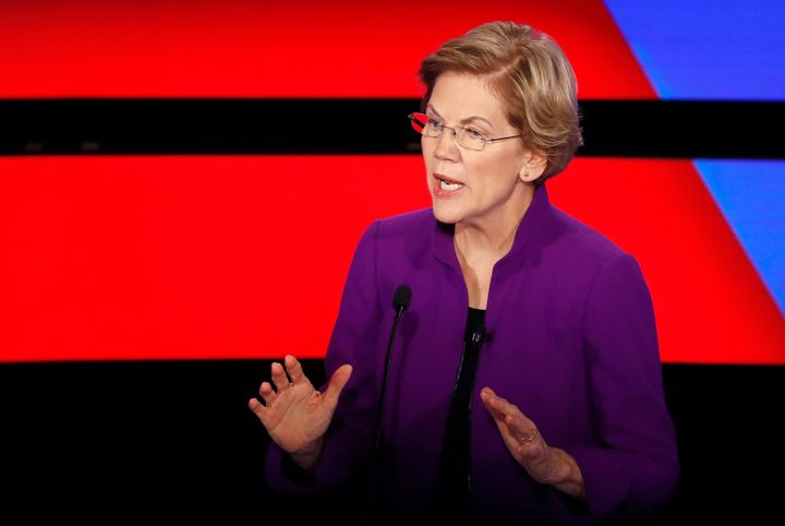 Sen. Elizabeth Warren (D-Mass.), a 2020 presidential contender, at a primary debate. 