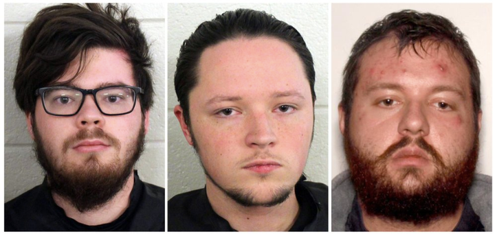 Left to right: Luke Austin Lane, Jacob Kaderli and Michael Helterbrand are all suspected neo-Nazis who allegedly planned to target and kill antifascists.