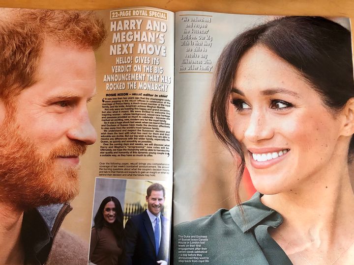 ヘンリー王子夫妻の特集を組んだ週刊誌「ハロー」(1月20日号）の中面