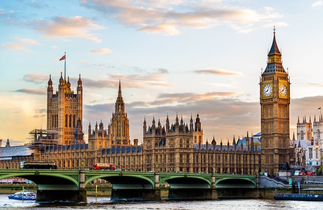 The Palace of Westminster in London in the evening - England