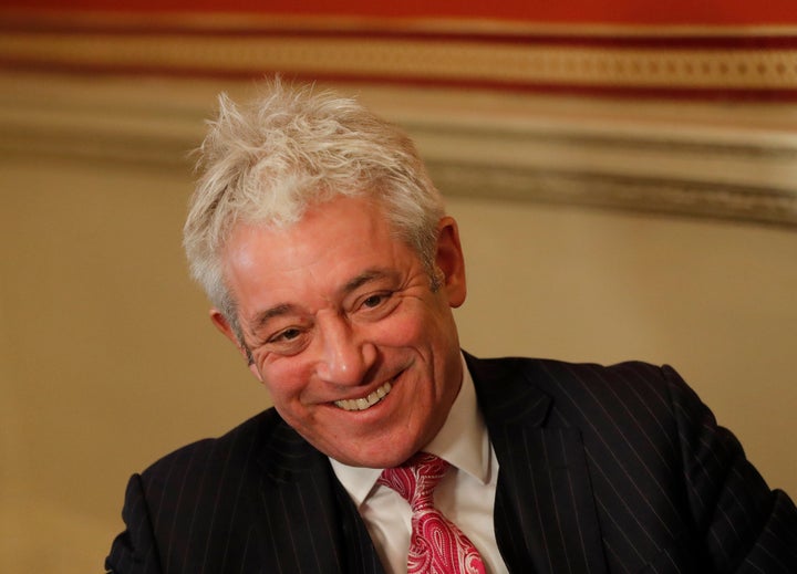 Former British House of Commons speaker, John Bercow, speaks during an interview with Associated Press in London, Thursday, Nov. 7, 2019. John Bercow says Brexit is a historic mistake and the country should not be bound by the close 2016 vote to leave the European Union. (AP Photo/Frank Augstein)