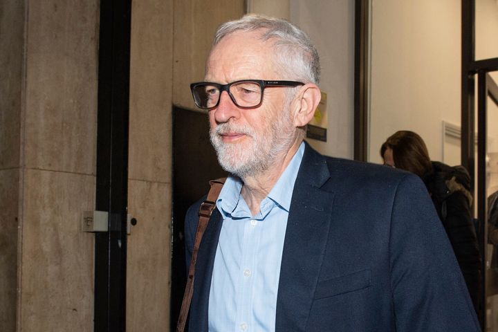 Britain's Labour Party leader Jeremy Corbyn leaves the Labour Party offices in London, Monday Jan. 6, 2020, after a meeting of the party's National Executive Committee. The opposition Labour Party will announce its new leader on April 4. (Dominic Lipinski/PA via AP)