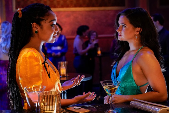 Aisha Dee on The Bold Type opposite co-star Katie Stevens.