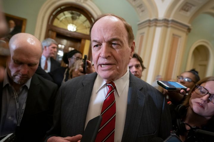 Sen. Richard Shelby (R-Ala.) speaking to reporters last February about a bipartisan compromise to avoid a government shutdown.