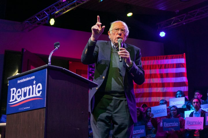 Sen. Bernie Sanders (I-Vt.) speaks at a Dec. 16 rally in Rancho Mirage, California. Sanders's signature issue in the Democrat