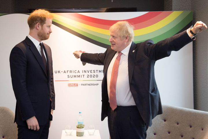 Boris Johnson with Prince Harry at the UK-Africa Investment Summit on Monday 