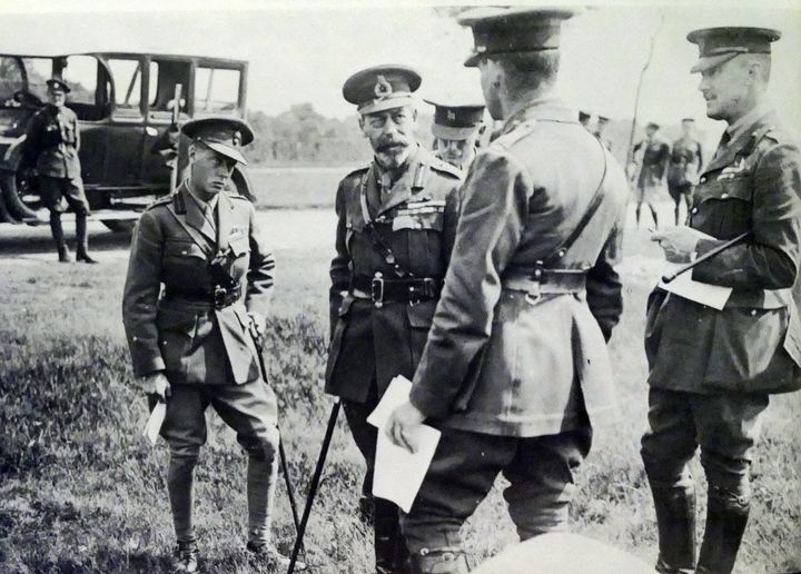 King George V and the Prince of Wales, later Edward VIII, on a First World War visit to France in 1917. This was the time when George V started restricting the use of royal titles.