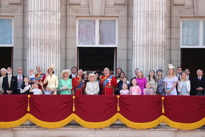 Queen Elizabeth and many members of her extended family watch the Trooping the Colour celebrations on the balcony of Buckingham Palace on June 8, 2019. The Queen has long had an inclusive view of who gets included in the Royal Family.