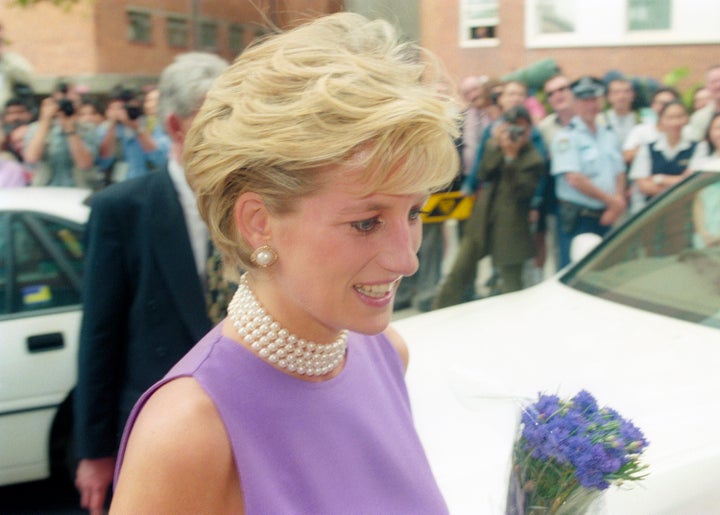 Princess Diana at St. Vincent's Hospital during a visit to Sydney, Australia in November 1996, several months after her divorce from Prince Charles. She was still the Princess of Wales, but no longer had HRH status.