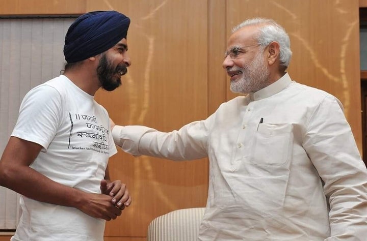 Tajinder Bagga with Prime Minister Narendra Modi. 