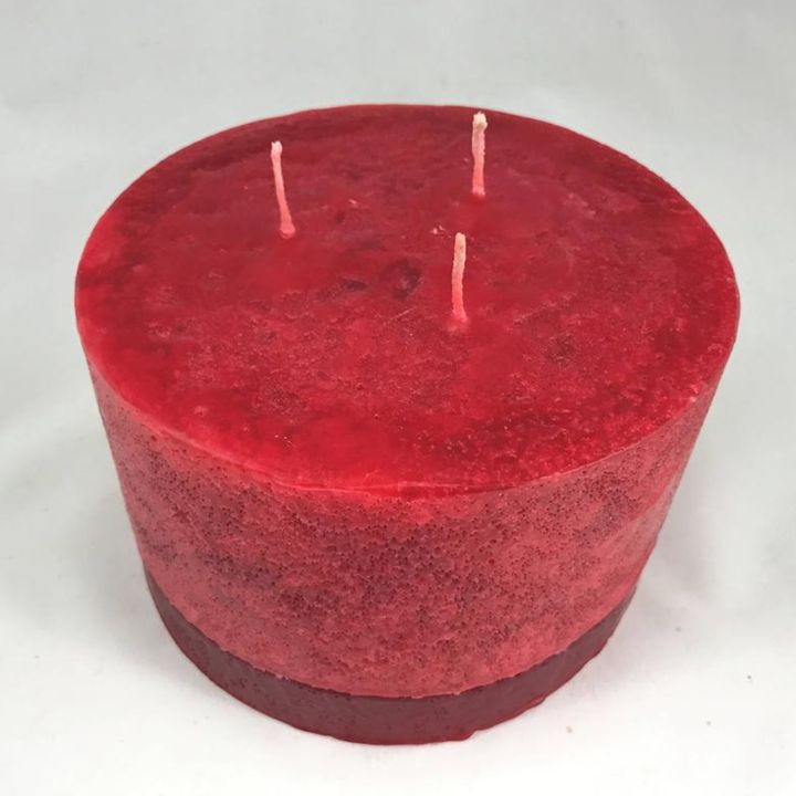 Red Three Wick Pillar Candle, ETSY
