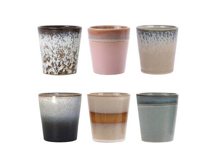 HK Living’s Set Of 6 Ceramic 70s Mugs, Trouva