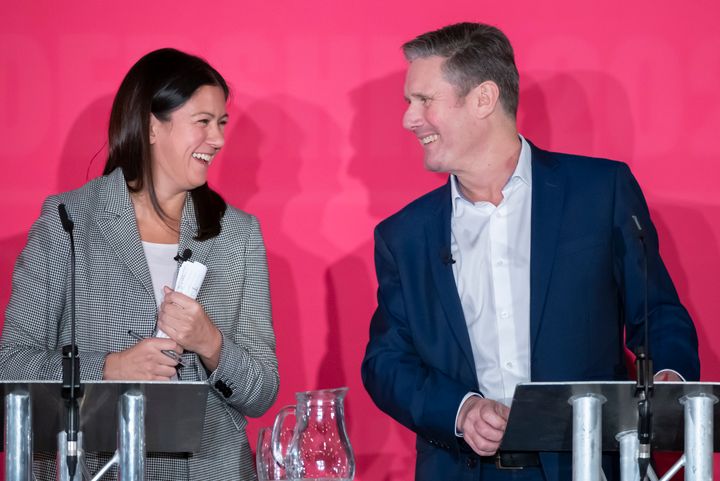 Lisa Nandy and Keir Starmer during the Labour leadership husting at the ACC Liverpool.