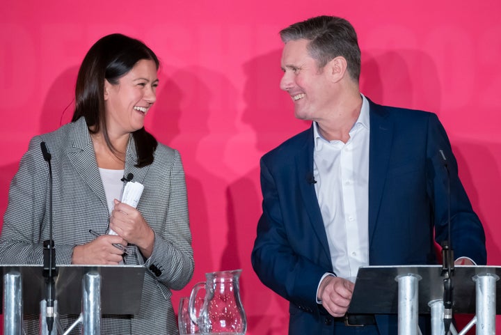 Lisa Nandy and Keir Starmer during the Labour leadership husting at the ACC Liverpool.