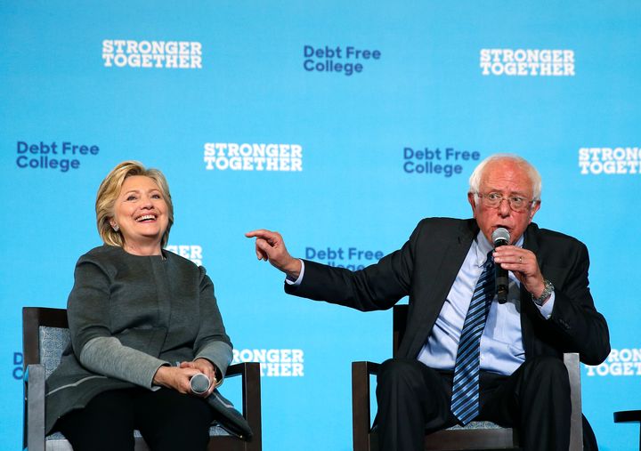 Clinton and Sanders campaigning together at the University of New Hampshire in Durham, New Hampshire, on Sept. 28, 2016.