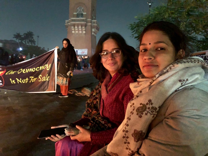 (From left) Political activists Sadaf Jafar and Pooja Shukla at the anti-CAA protests in Lucknow on 19 January 2019.