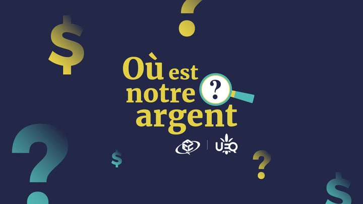 L'affiche de la campagne «Où est notre argent», lancée conjointement par l'Union étudiante du Québec et la Fédération étudiante collégiale du Québec.