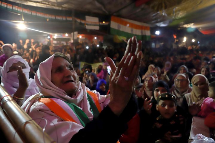 A woman at the protest in New Delhi's Shaheen Bagh against the Citizenship Amendment Act and the NRC.