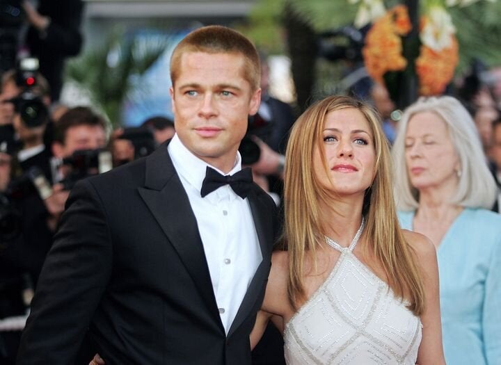 Antes de su ruptura, llegando al festival de Cannes con motivo del estreno de 'Troya', el 13 de mayo de 2004.