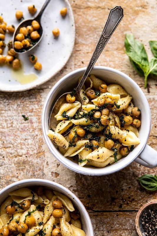 Get the recipe for Instant Pot Cacio e Pepe with Crispy Garlic Basil Chickpeas from Half Baked Harvest