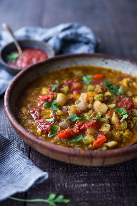 Get the recipe for Instant Pot Split Pea Soup With Harissa from Feasting at Home