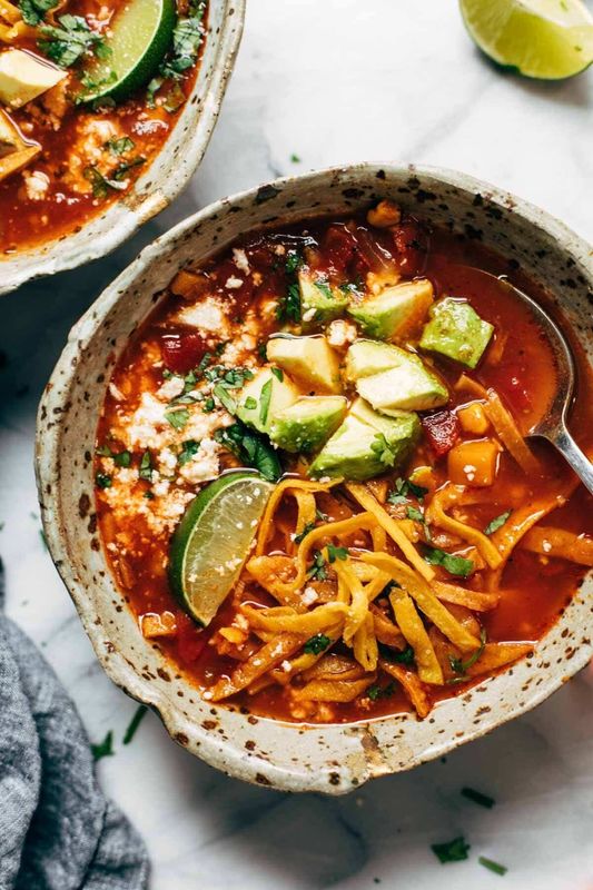 Get the recipe for Instant Pot Sweet Potato Tortilla Soup from Pinch of Yum