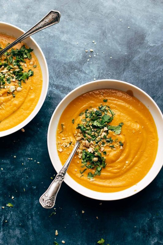 Get the recipe for Spicy Instant Pot Carrot Soup from Pinch of Yum