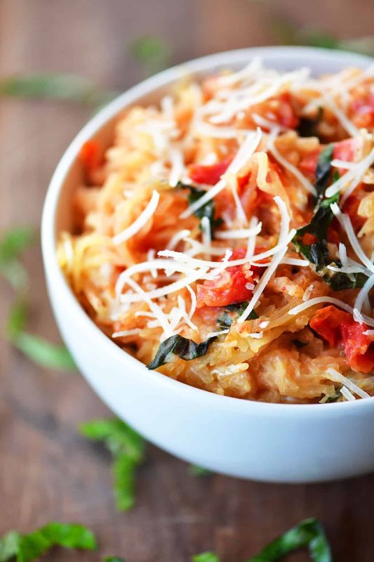 Get the recipe for Instant Pot Tomato Basil Spaghetti Squash from The Gunny Sack