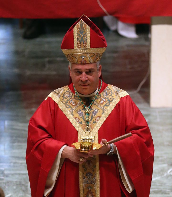 Bishop Nelson J. Perez presides over a Mass at The Church of St. Martin of Tours on December 7, 2012 in Bethpage, New York.