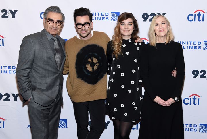 Eugene Levy, Daniel levy, Annie Murphy and Catherine O'Hara attend the "Schitt's Creek" Screening & Conversation on Jan. 17, 2020 in New York City.