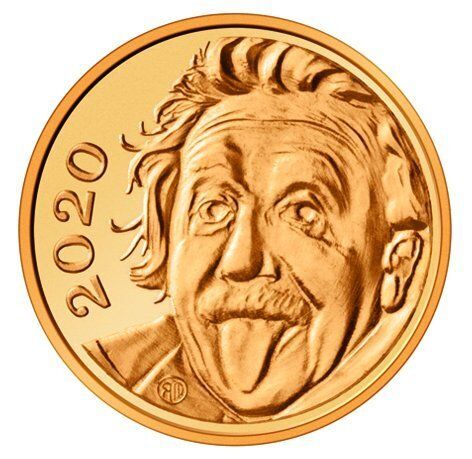 This undadted image provided by Swissmint shows a gold coin with the face of Albert Einstein on the image side. State-owned Swissmint said Thursday that the 2.96-millimeter (0.12-inches) gold coin is the smallest in the world. It weighs 0.063 grams (1/500th of an ounce) and has a nominal value of 1/4 Swiss francs ($0.26). 
