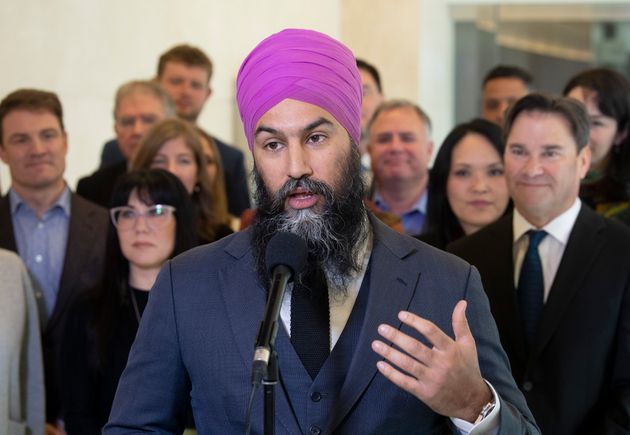 NDP Leader Jagmeet Singh speaks with the media following the second day of caucus meetings in Ottawa...