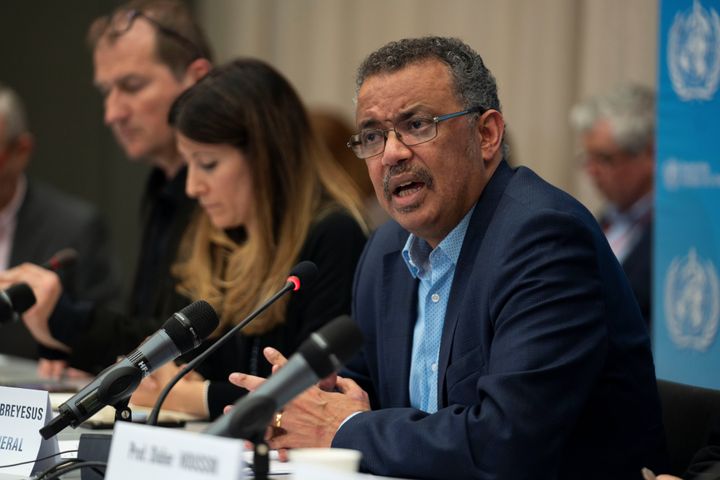 Director general of WHO, Dr Tedros Adhanom Ghebreyesus, speaks during a news conference following the second meeting or coronavirus.