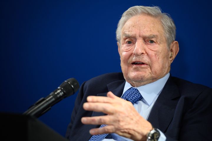 Investor and philanthropist George Soros goes after Donald Trump and Facebook at the World Economic Forum in Davos on Thursday.