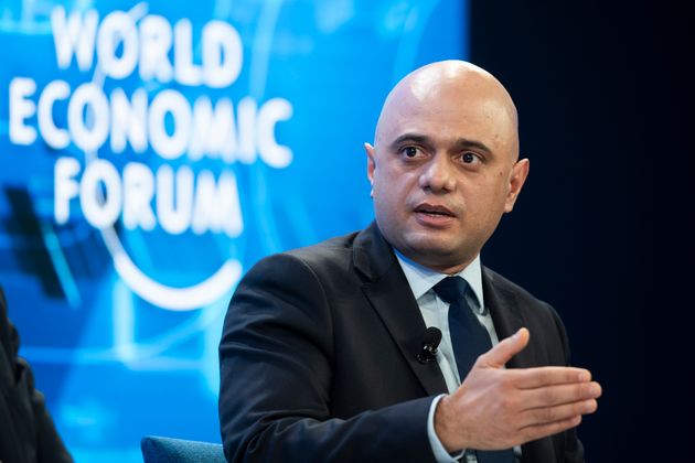 Sajid Javid, Britain's Chancellor of the Exchequer, pictured during the 50th annual meeting of the World Economic Forum, WEF, in Davos, Switzerland, Wednesday, Jan. 22, 2020.  (Gian Ehrenzeller/Keystone via AP)