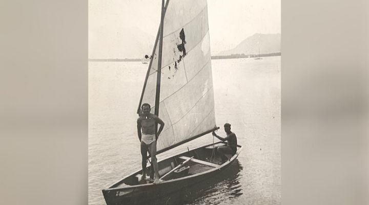 Alex Spilberg, right, sailing in Germany in 1946 or 1947 before moving to Canada. 
