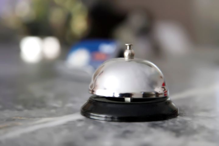 Recepion bell on desk in hotel