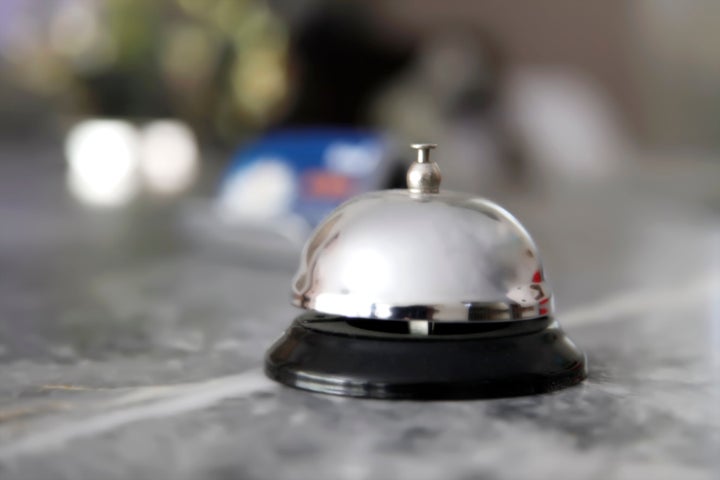 Recepion bell on desk in hotel