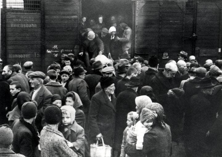 The arrival of Hungarian Jews in Auschwitz-Birkenau, in German-occupied Poland, June 1944. More than 430,000 Hungarian Jews were deported to Auschwitz that spring.