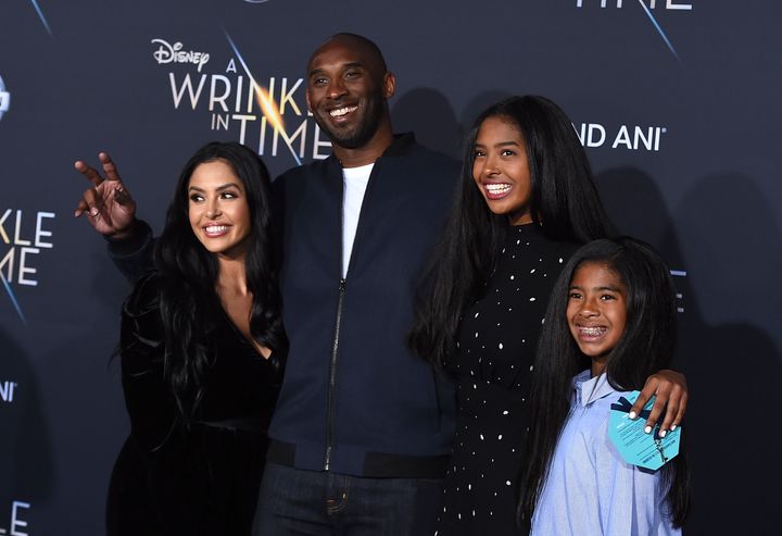 Kobe Bryant is seen with his wife Vanessa Bryant and their two oldest daughters, Natalia Bryant and Gianna Maria-Onore Bryant.