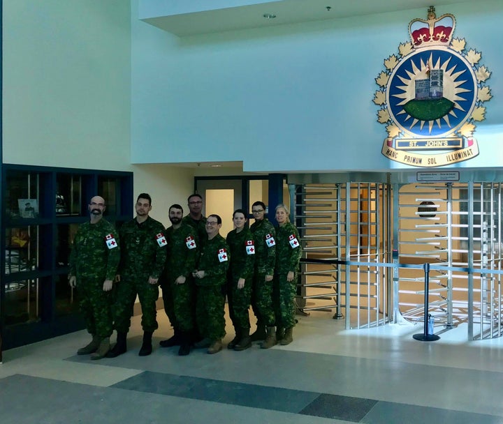 Tiffany Mackey (third from right) and most of her 42 Health Services crew.