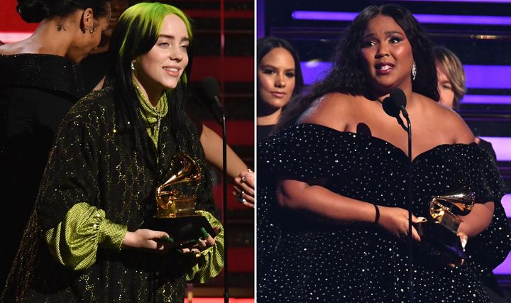 Billie Eilish and Lizzo at the Grammys