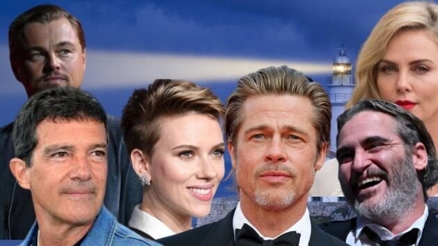 De izquierda a derecha: Leonardo DiCaprio, Antonio Banderas, Scarlett Johansson, Brad Pitt, Joaquin Phoenix y Charlize Theron. 