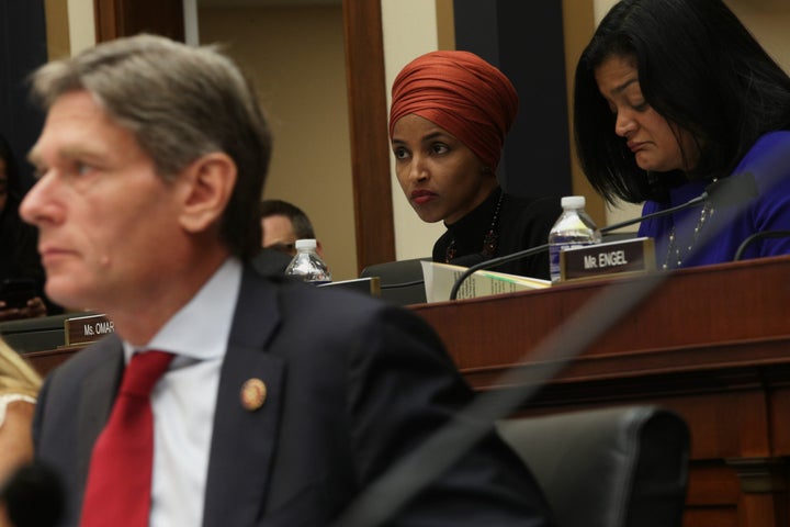 U.S. Rep. Ilhan Omar (D-Minn.) listens during a joint hearing before House Judiciary Committee Immigration and Citizenship Subcommittee and House Foreign Affairs Committee Oversight and Investigations Subcommittee September 24, 2019, on Capitol Hill in Washington, D.C.