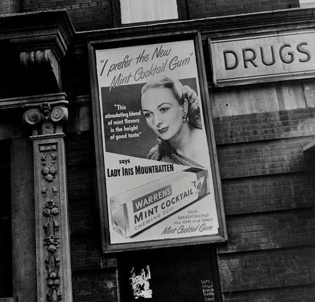Lady Iris Mountbatten posed for this Warrens chewing gum advertisement, pictured in Toronto on July 23, 1947.