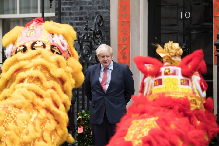 Boris Johnson welcomes members of the Chinese community at 10 Downing Street, London, in celebration of the Chinese New Year.