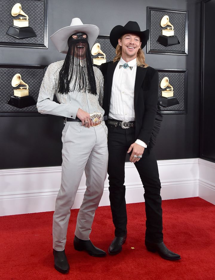 Orville Peck and Diplo at the Grammy Awards on Sunday.