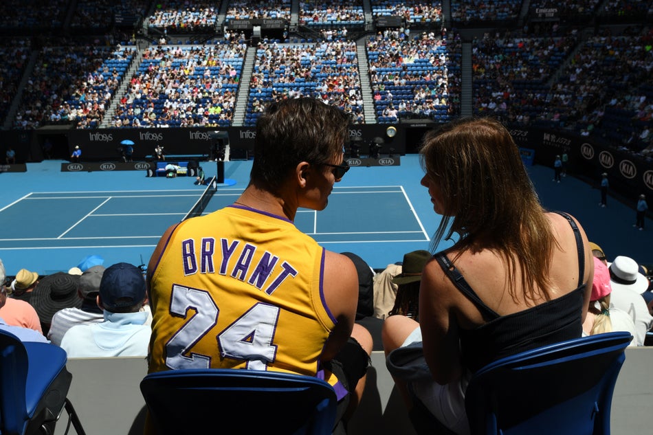 A spectator at the Australian Open seen wearing a Kobe Bryant jersey on Jan. 27.