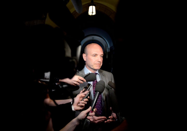 Former NDP MP Nathan Cullen speaks to reporters on Parliament Hill in Ottawa on on May 8, 2018.