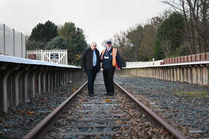 Boris Johnson last year during a visit to Thornton-Cleveleys Railway Station, on the disused Fleetwood and Poulton-le-Fylde line while General Election campaigning. 
